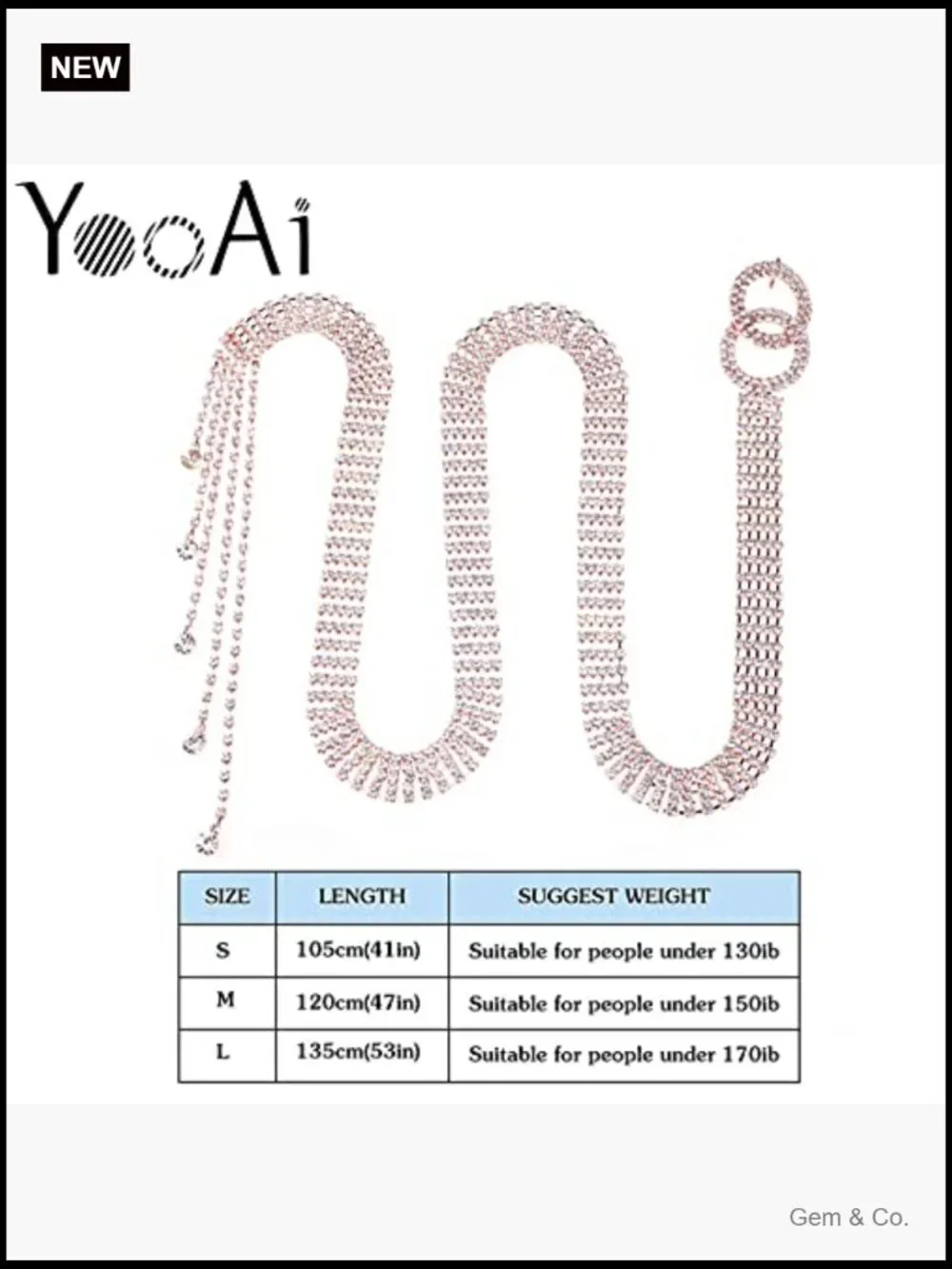Crystal Rhinestone Chain Belt with O-Ring, Adjustable Waist Belt for Dresses